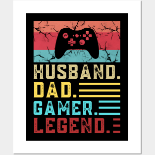 Husband Dad Gamer Legend, Vintage Gamer Dad Father’s Day Posters and Art